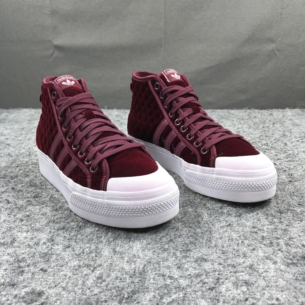 Adidas Nizza Platform Mid Shoes Womens 8.5 Red Velvet Casual Sneakers H02701